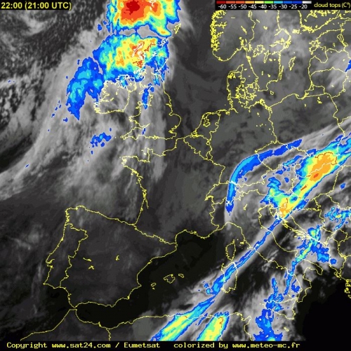 
				satelitska slika 19. februarja cel ljubi dan od jutra do večera, ko je s chemtraili k nam prineslo tudi saharski pesek. Za telebajske so to spet samo contraili. ;)  			
