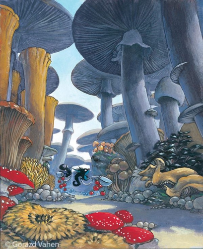 
				Kosovirja v gobjem gozdu<br>
Ilustriral: Gorazd Vahen<br>
(Pisateljica: Svetlana Makarovič)			