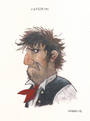 
				Karakterna &scaron;tudija Ceferina,<br>
knjižnega lika mojstra Franeta Milčinskega - Ježka.<br>
Ilustriral: Gorazd Vahen			