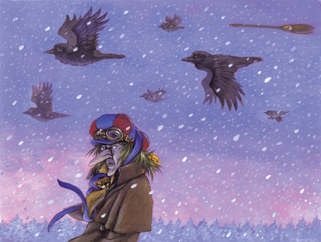 
				Zofka in metla<br>
zasebna zbirka<br>
<br>
Sophie the Witch<br>
private collection<br>
Ilustriral: Gorazd Vahen<br>
Opis ilustracije: Gorazd Vahen			