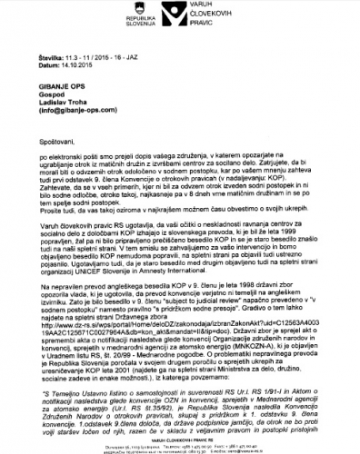 Varuh človekovih pravic RS skuša z manipulacijami prikriti mednarodni škandal, zaradi katerega Slove