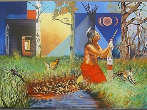 SIMBOLNA GOVORICA O INDIJANCIH - FRESKA LETALIŠČA DENVER 2 (slika)