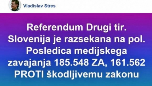 REFERENDUM - SLOVENIJA JE RAZPOLOVLJENA