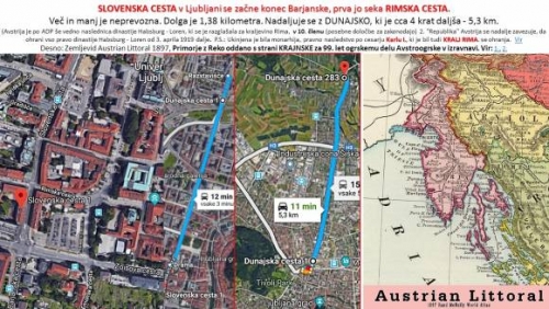 RIMSKA ERIMNSKA, SLOVENSKA IN DUNAJSKA CESTA V LJUBLJANI