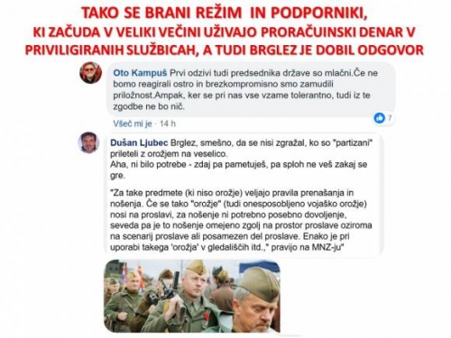 TAKO SE BRANI REŽIM IN PODPORNIKI, KI ZAČUDA V VELIKI VEČINI UŽIVAJO PRORAČUINSKI DENAR V PRIVILIGIRANIH SLUŽBICAH, A TUDI BRGLEZ JE DOBIL ODGOVOR