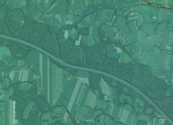 				Slika 7: LIDAR podatki obdelani v sodobnem 3R<br>programskem paketu			