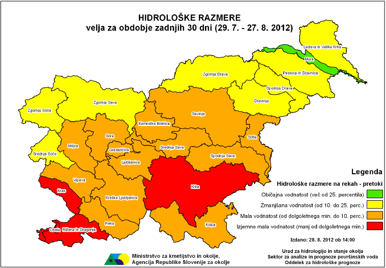 				Slika 6. Agencija RS za okolje je vse od zacetka leta javnost redno tedensko obve&scaron;cala o su&scaron;nih razmerah			