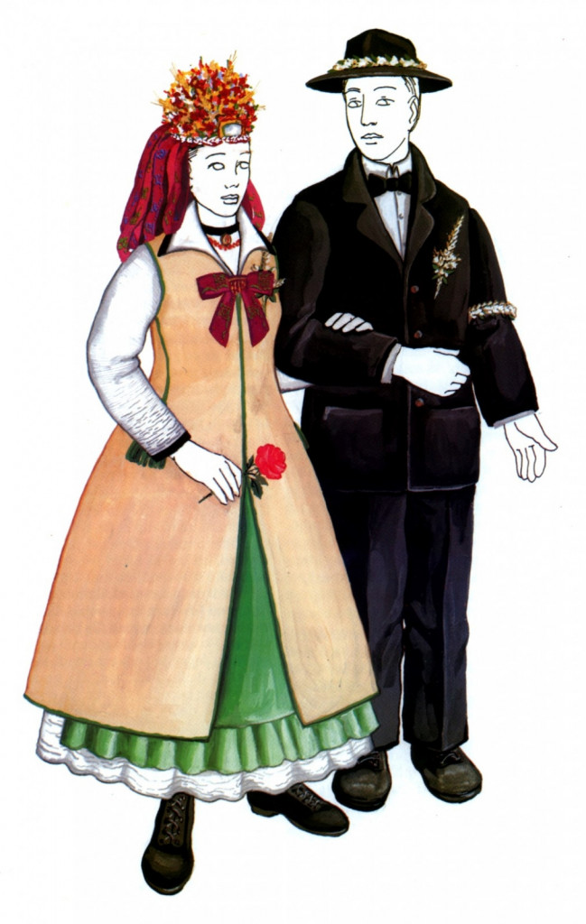 POROČNA OBLEKA OSEBENJICE IN CESTARJA, Predgrad, leta 1923<br>