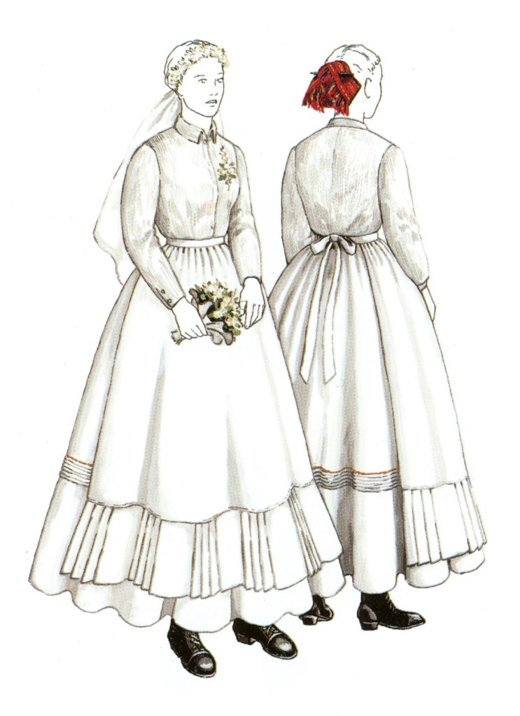 POROČNA IN POPOROČNA OBLEKA ŽENSKE S SREDNJE KMETIJE, Zilje, leta 1923<br>