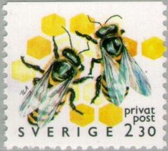 Sweden 1990 Stamp: European Honey Bee (Apis mellifera) (Sweden) (Beekeeping - Discount Stamps) Mi:SE 1613,Sn:SE 1823,Yt:SE 1595,Sg:SE 1507,AFA:SE RM61Co,Fac:SE 1630
