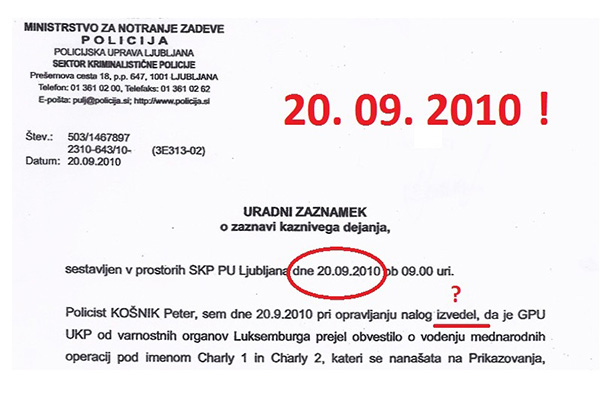 ... Razen tega, da je policija (kar brez sodne odločbe) poizvedovala pri internetnih družbah kdo so poimenski lastniki posameznih IP priključkov, ni bilo v tem času nobenih preiskovalnih dejanj. Verjetno je &scaron;lo, samo po sebi, za nepomembno zadevo. Nato pa jeseni 2010: Zahteva za hi&scaron;no preiskavo, vložena kar na dežurnega preiskovalnega sodnika in po to nujnem postopku. (?!) (priloga)