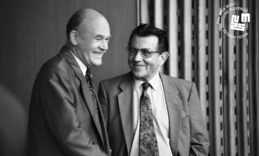 				France Bučar in Vitodrag Pukl. | Avtor Nace Bizilj, hrani: Muzej novej&scaron;e zgodovine Slovenije			