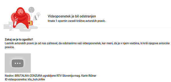 Ugrabljena RTV SLO zahtevala umik našega videa z YOUTUBE-a!