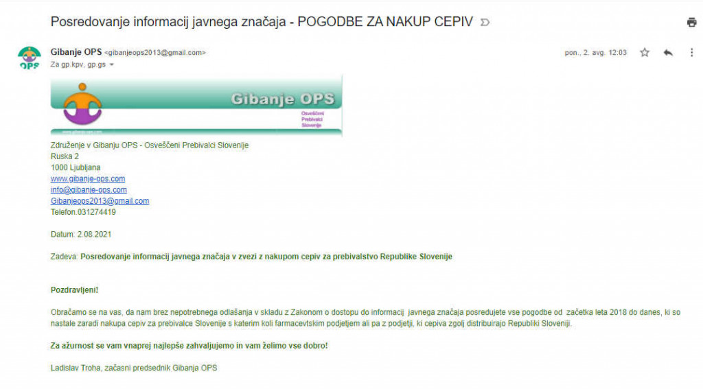 Je Ministrstvo za zdravje ponaredilo uraden dokument o nabavi cepiv?