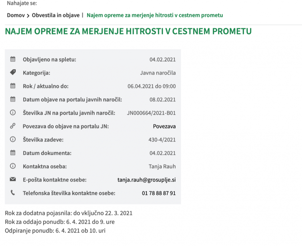 
				Razpis za radarje na občini Grosuplje. (Foto: Občina Grosuplje)			