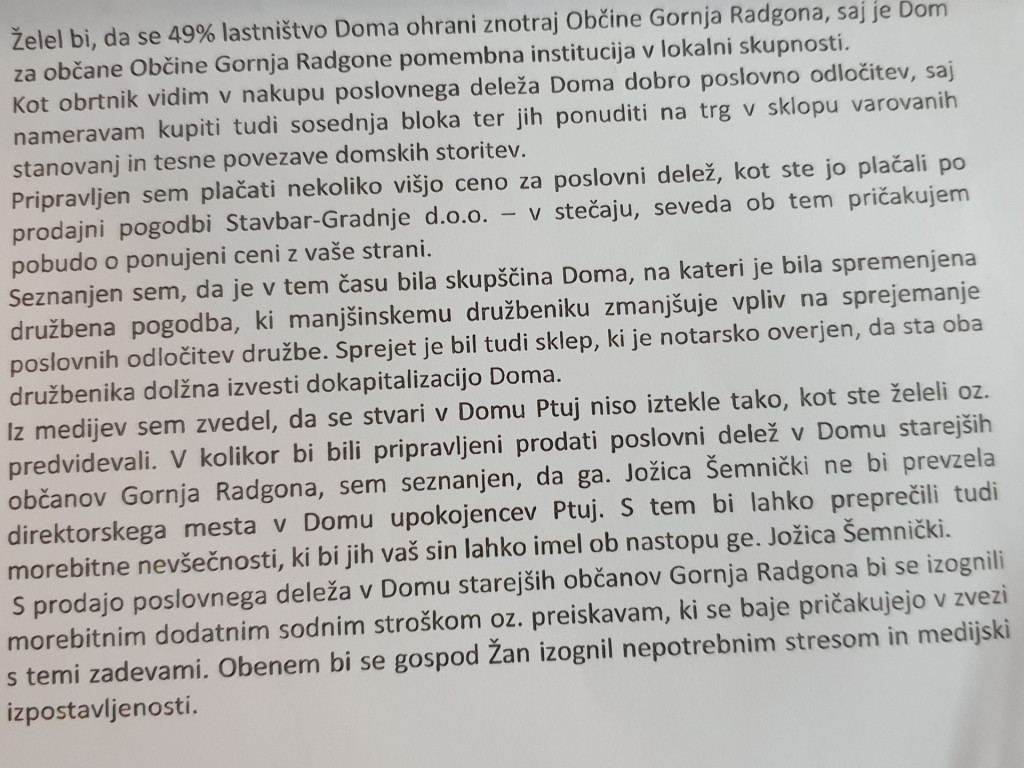 				Ponudba Betonarne Tivadar za odkup 49% lastni&scaron;kega deleža Pramaga v DSO G. Radgona			