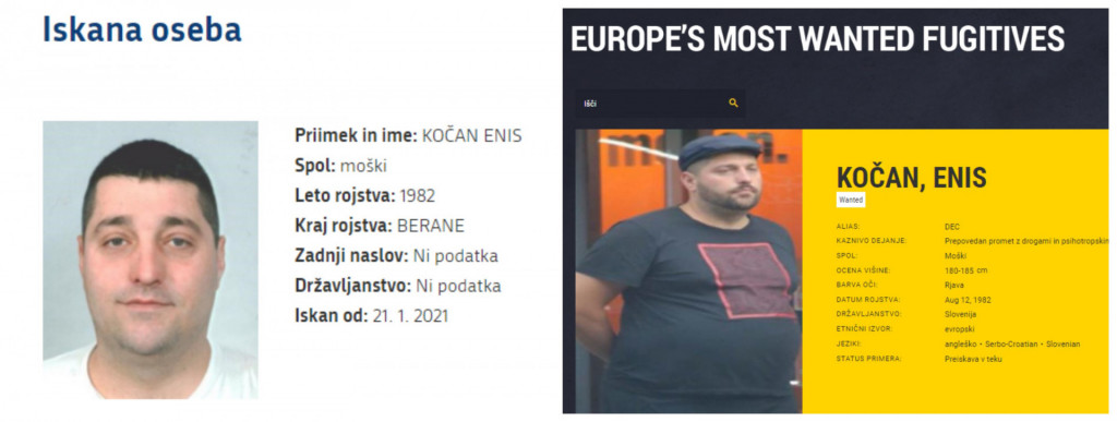 				Na levi strani poziv slovenske policije, na desni strani poziv Europola. (Foto: Policija, Europol)			