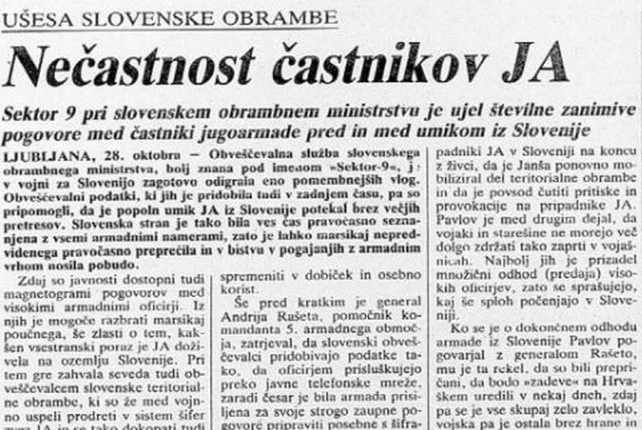 				Časnik Delo objavil pogovore med oficirji jugoslovanske vojske | Avtor Delo, spletni vir			