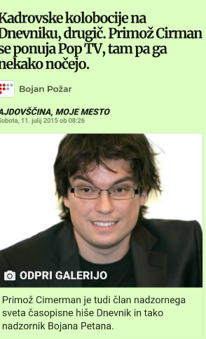 
				Primož Cirman je bil nadzornik v Petanovem Dnevniku. (Foto: Posnetek zaslona-Požareport)			