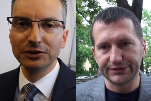 
				Marjan &Scaron;arec in Damir Črnčec. (Foto: Posnetek zaslona- E-maribor)			