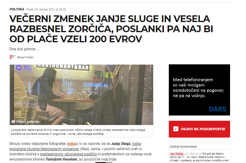 
				Naslovnica Požareporta, ki je razkril morebitni začetek nove afere predsednika Računskega sodi&scaron;ča Tomaža Vesela? (Foto: Posnetek zaslona- Požareport)			