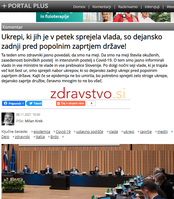 
				Kolumna Milana Kreka v Portalplus, kjer je kritičen do vloge Ustavnega sodi&scaron;ča. (Foto: Posnetek zaslona-Portalplus) 			