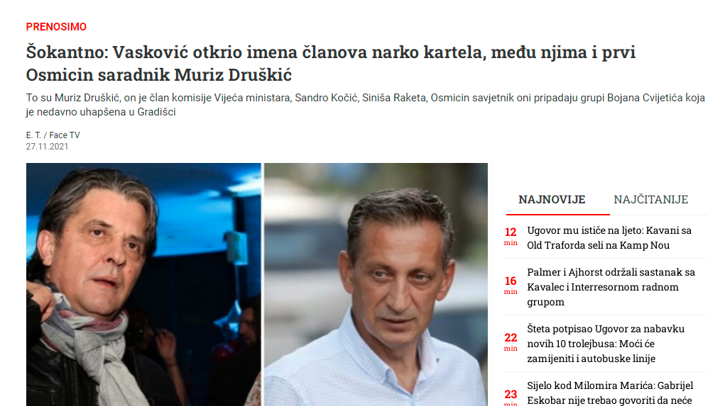 				Naslovnica v Avazu.(Foto: Posnetek zaslona- Avaz)			