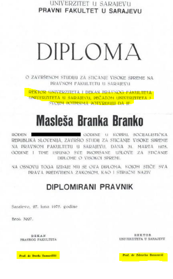 Označujemo še z barvo, da se besedilo diplome ne sklada z dejansko videzom diplome. (Foto: Posnetek zaslona- Siol)