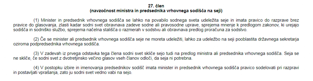 
				27.člen zakona o sodnem svetu. (Foto: Posnetek zaslona-Pisr)			