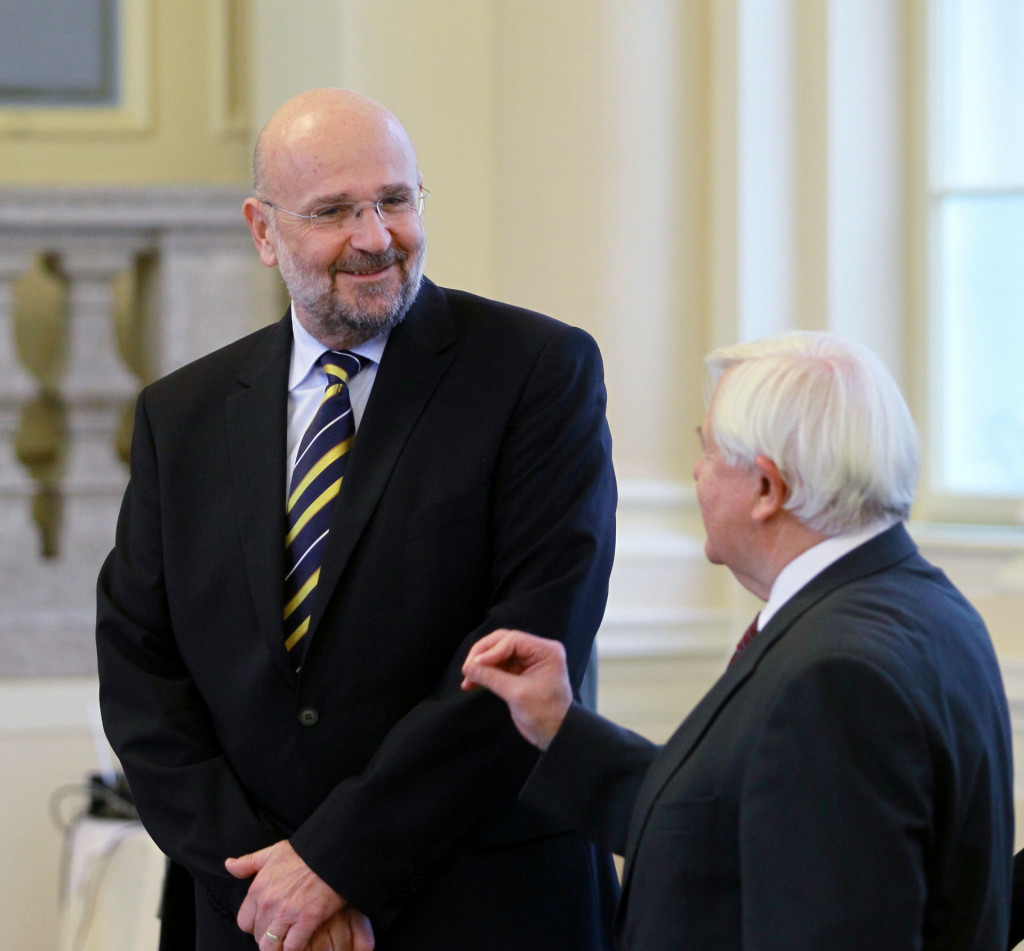 
				Branko Masle&scaron;a in Milan Kučan. (Foto: STA)			
