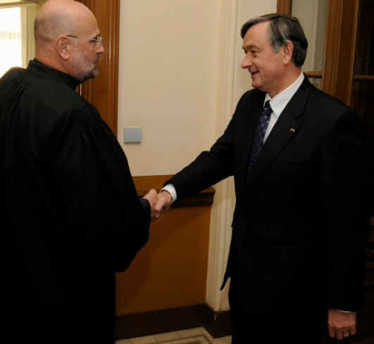 
				Branko Masleša in Danilo Turk. (Foto: STA)			