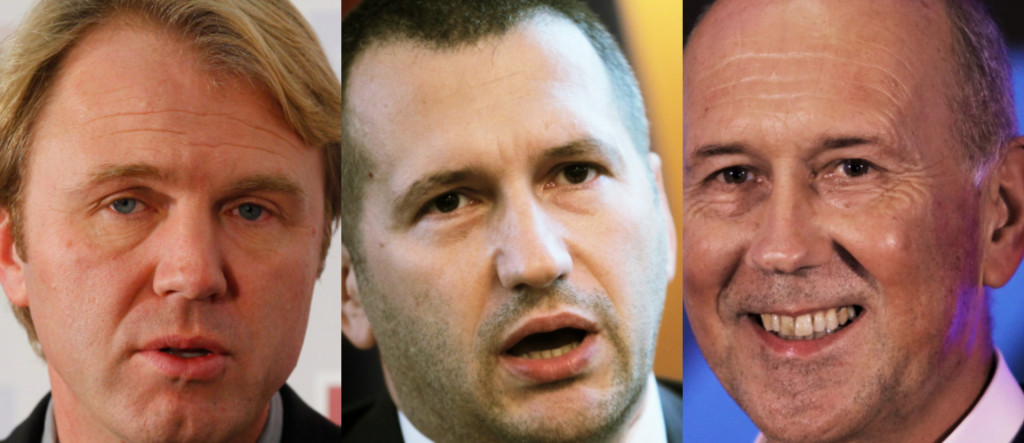 				Gregor Golobič, Damir Črnčec in Bojan Petan. (Foto: STA)			