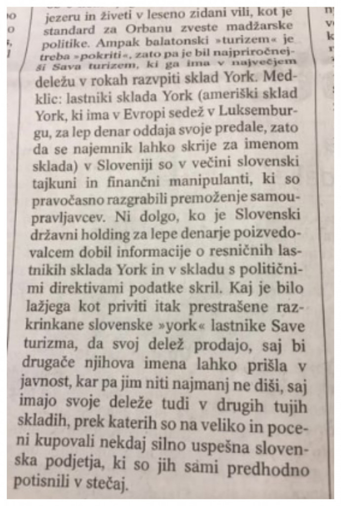 
				Zapis Aleksandra Lucuja o prodaji Save. (Foto: Posnetek zaslona- Nedeljski 2.2.2022)			