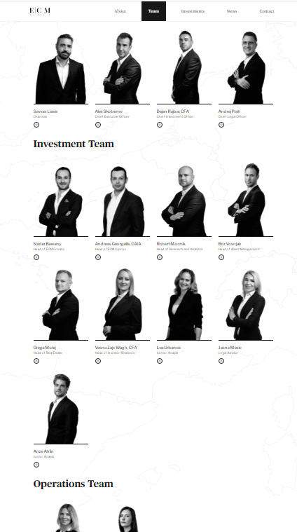 				Ekipa v ECM Partners. V glavni so Ale&scaron; &Scaron;koberne, Dejan Rajbar in Andrej Prah. (Foto: Posnetek zaslona-ECM)			