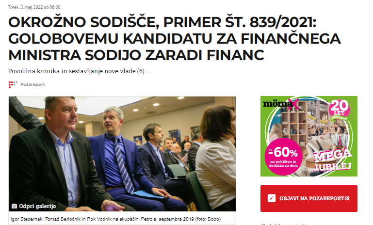 
				Naslovnica medija Požareport. (Foto: Posnetek zaslona- Pozareport)			