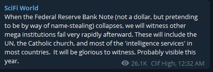 Ko bo bankovec Federal Reserve propadel, bomo takoj za tem priča sesutju še drugih mega institucij