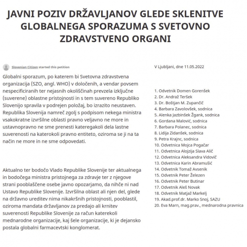 ZAKAJ NE SPORAZUMU S SVETOVNO ZDRAVSTVENO ORGANIZACIJO - WHO