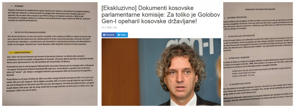 
				Dokumenti kosovske parlamentarne komisije, ki razkrivajo povezanost dr. Roberta Goloba s kosovskim veleposlanikom na Hrva&scaron;kem Martinom Berishajem. (Foto: Posnetek zaslona- Nova24tv)			