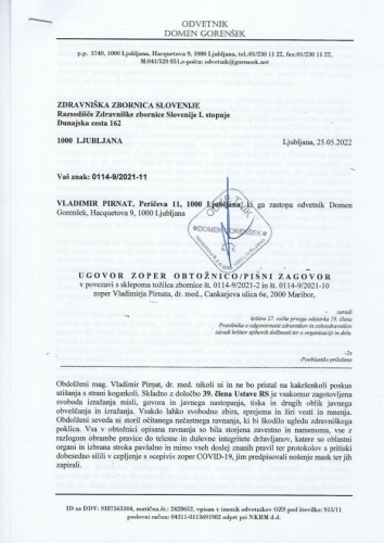 mag. Vladimir Pirnat dr. med. - Odgovor na obtožbe slovenske Zdravniške zbornice