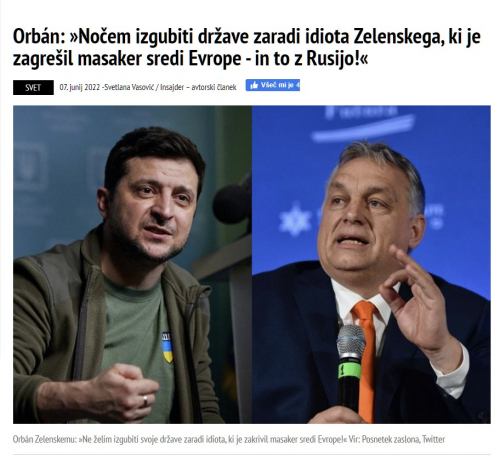 NOČEM IZGUBITI DRŽAVE ZARADI IDIOTA ZELENSKEGA