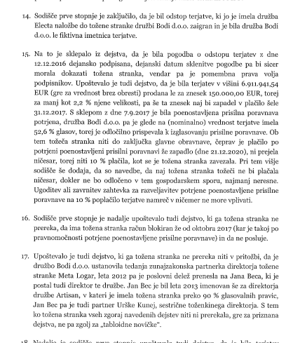 
				Foto: Sodba Vi&scaron;jega sodi&scaron;ča v Ljubljani v primeru zavrnitve pritožbe podjetja Electa.			