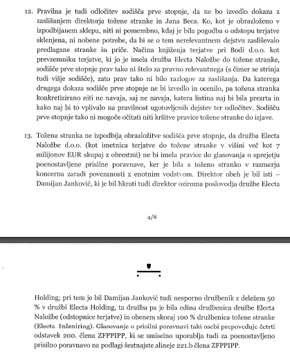 
				Foto: Sodba Vi&scaron;jega sodi&scaron;ča v Ljubljani v primeru zavrnitve pritožbe podjetja Electa.			