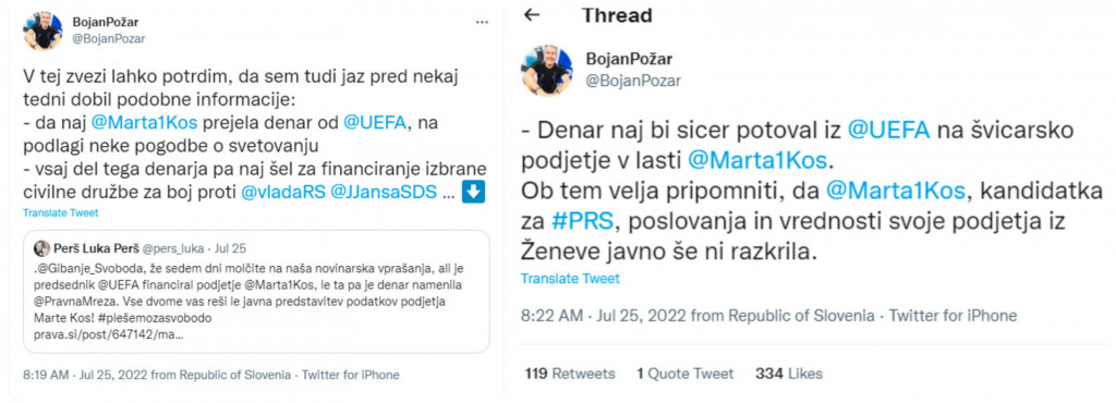 
				Foto: Posnetek zaslona- Twitter profil Bojan Požar			