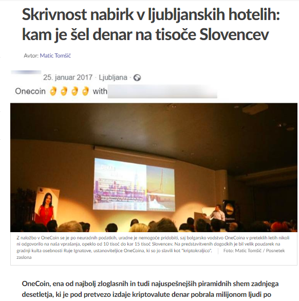 
				One Coin je ena najbolj zloglasnih kripto valut, kjer je denar izgubilo na tisoče ljudi. Koncut pa je tudi nekaj prebivalcev Lendave prepričal, da so se podali v sumljivo in sporno investicijo. (Foto: Posnetek zaslona- Siol, Matic Tom&scaron;ič)			