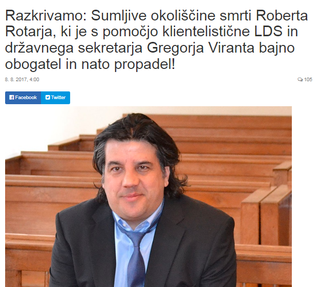 
				Tudi poslovnež Robert Rotar je umrl sumljive smrti. (Foto: Posnetek zaslona-Nova24tv)			
