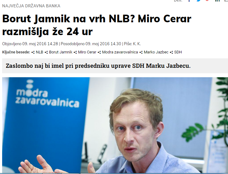 
				V preteklosti so Slovenske novice poročale, da bi lahko vrh NLB zasedel Borut Jamnik. (Foto: Posnetek zaslona-Slovenske novice)			