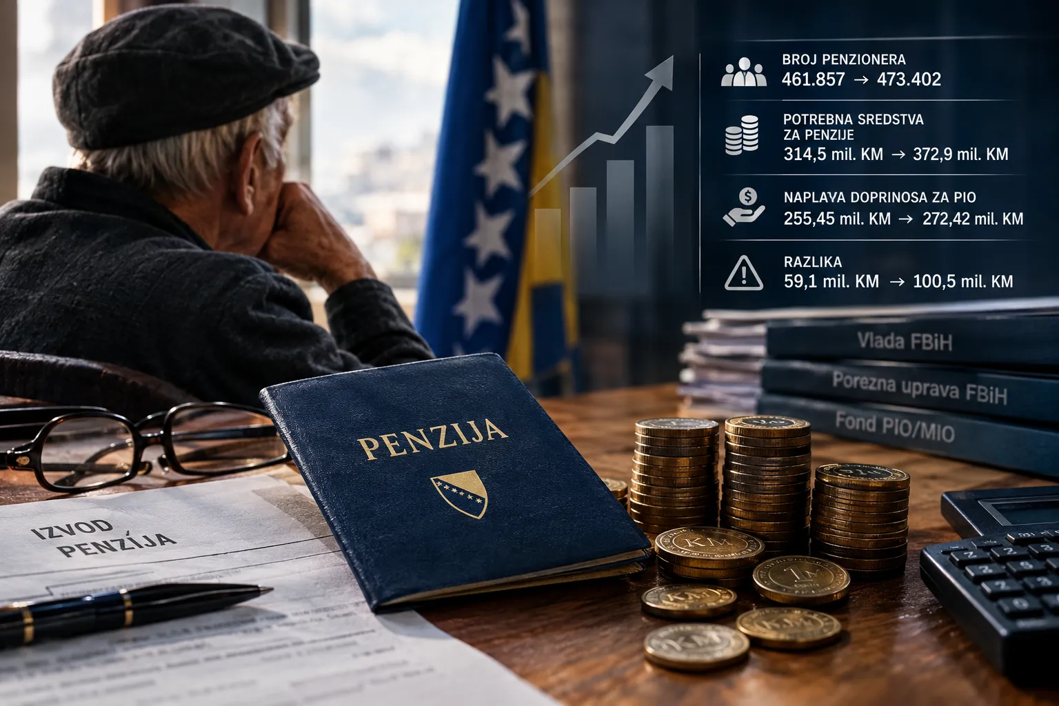 Penzijski sistem FBiH pred ozbiljnim izazovom: Troškovi penzija rastu gotovo tri puta brže od naplate doprinosa