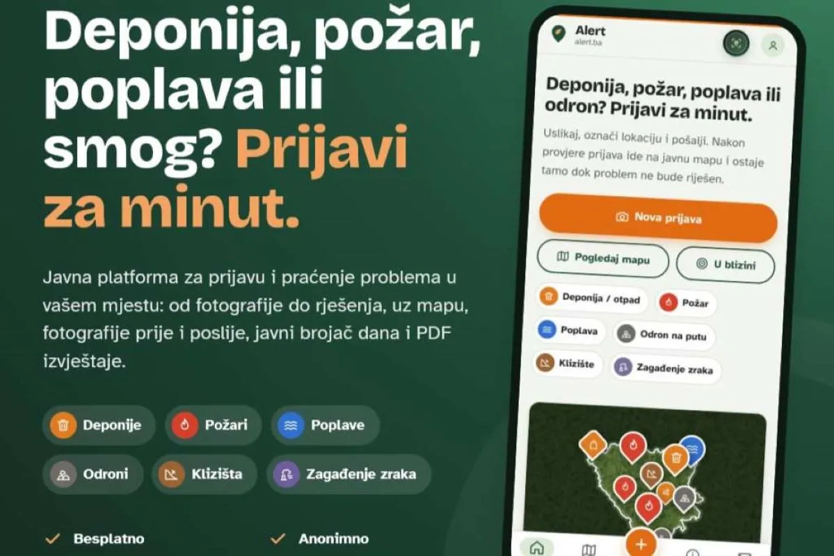 BiH dobila Alert.ba sistem, građani jednim klikom prijavljuju deponije, požare, zagađenja zraka