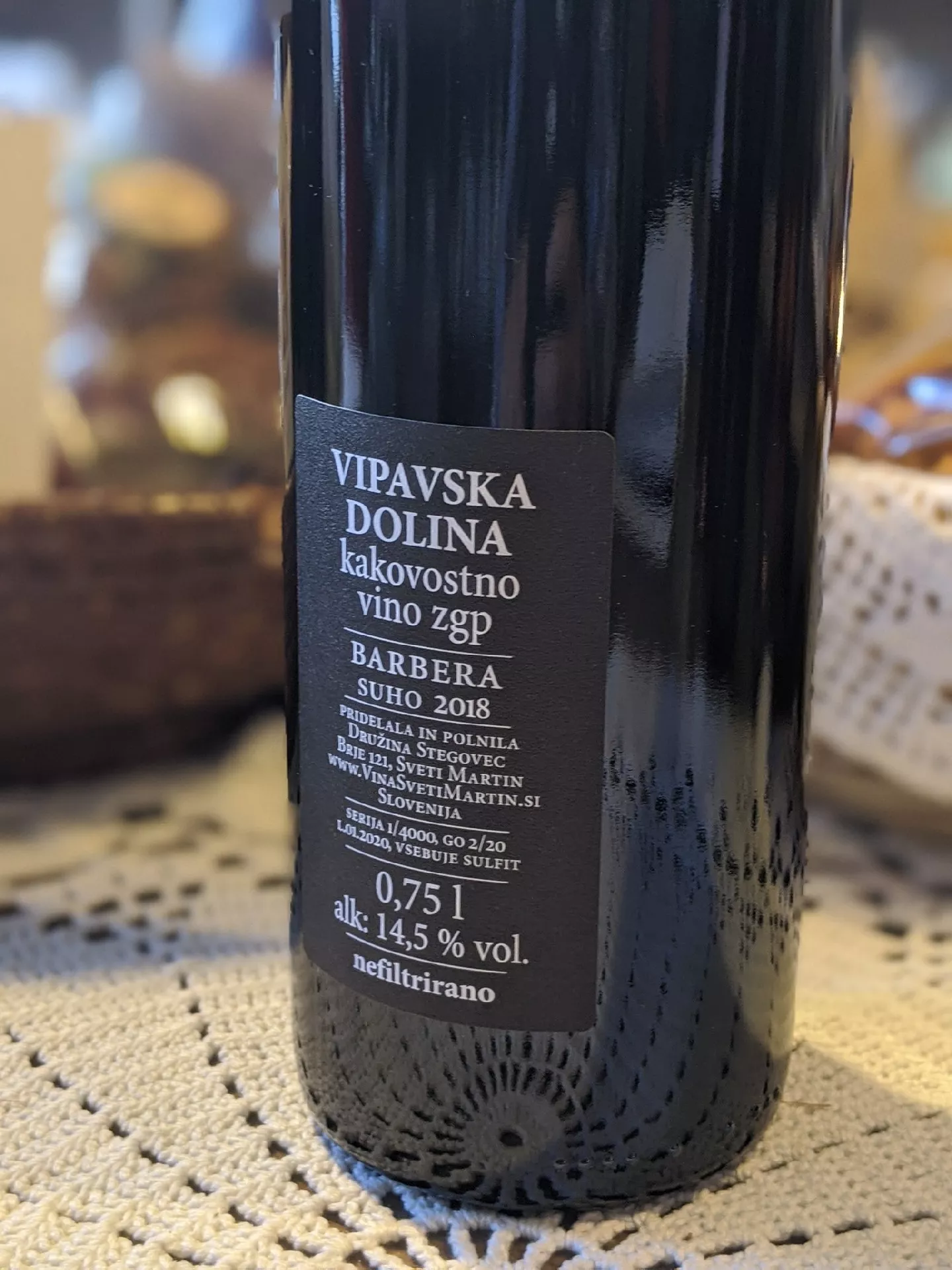 Barbera Sveti Martin 0,75l- kakovostno vino ZGP - 2
