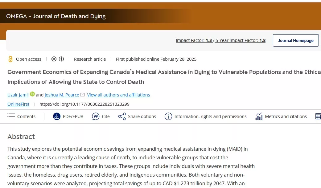 Vladna ekonomija razširitve kanadske medicinske pomoči pri umiranju na ranljive skupine prebivalstva ...
